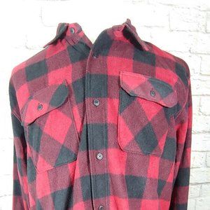 Wrangler Black Red Check Mens Flannel Shirt Large